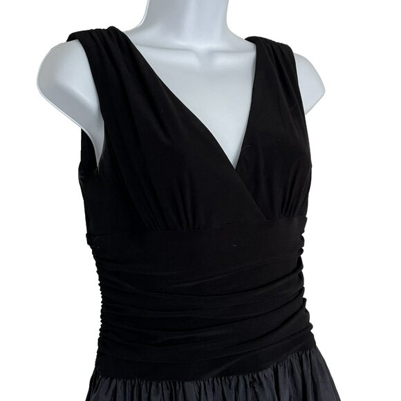 Jessica Howard Evening Midi Event Dress 6P Ruched Ribbon Rosettes Wimsigoth - Picture 2 of 11